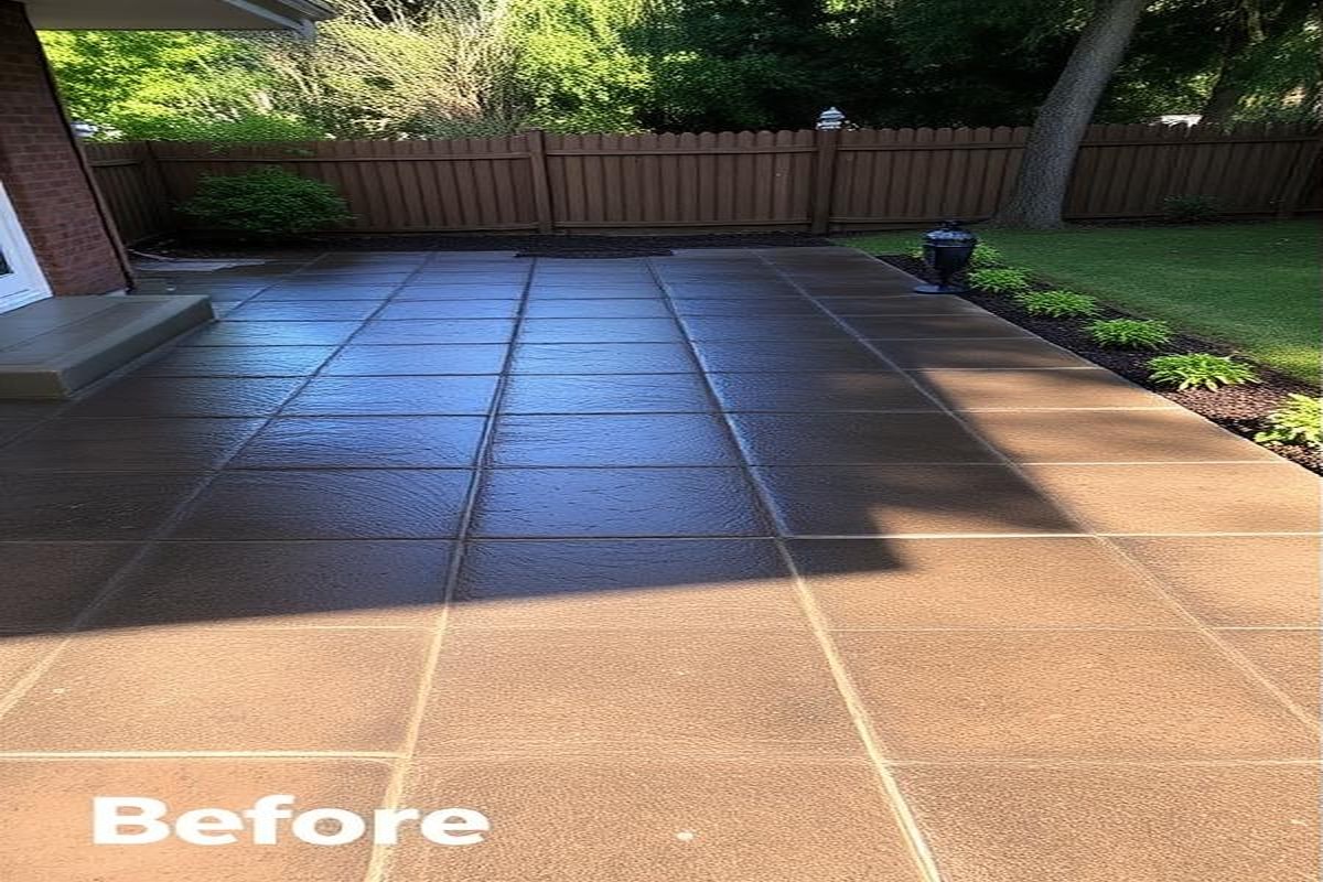 Patio before cleaning